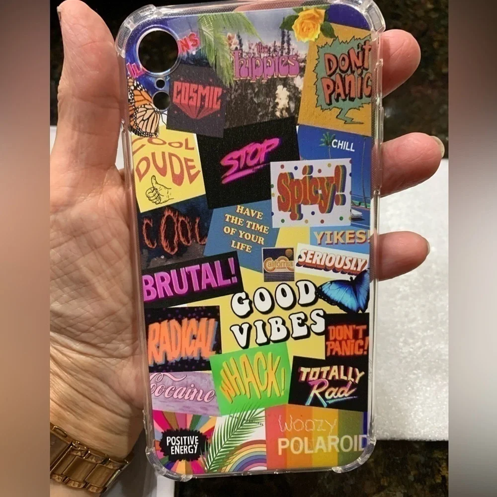 APPLE iPhone XR phone case retro 70s good vibes hippie NEW